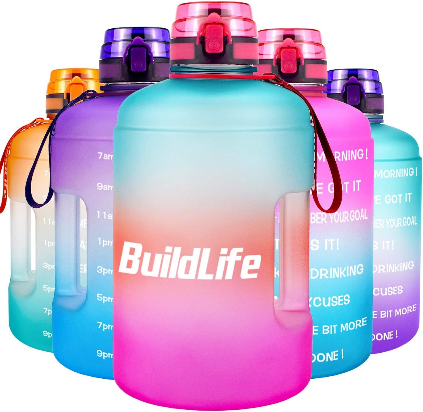 Gallon Water Bottles with Times to Drink - Gallon Water Jug - 1 Gallon Water Bottle–128 Oz Water Bottle,One Gallon Water Bottle with Time Marke and Flip Top Leak Proof Lid for Gym