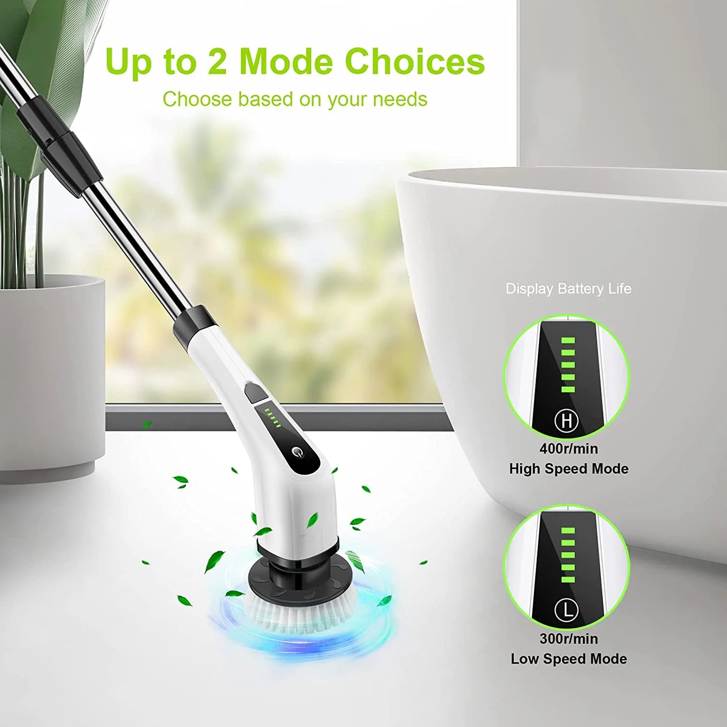 Electric Spin Scrubber, Cordless Bath Tub Power Scrubber with Long Handle & 7 Replaceable Heads, Detachable as Short Handle, Shower Cleaning Brush Household Tools for Bathroom & Tile Floor